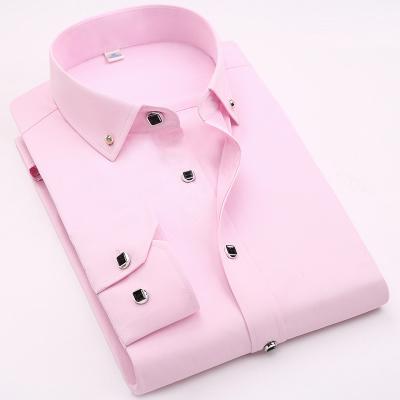 Image of 2017 Spring/Autumn Men's Slim Fit Long Sleeve Dress Shirt Europe Business Causal Border Shirt High Quality Wedding Grooms Shirts