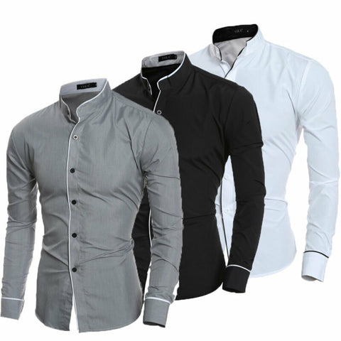 Image of 2020 Men's Luxury Casual Formal Shirt Long Sleeve Slim Fit Business Dress Shirts Tops Social Blouse Men Formal Blouse