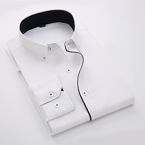 Image of Men's Casual Long Sleeve Standard-fit Dress Shirts Formal Business Button Up Twill Simple Basic Design Work Office Tops Shirt