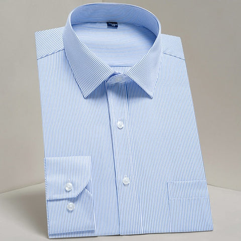 Image of Men's Casual Long Sleeve Standard-fit Dress Shirts Formal Business Button Up Twill Simple Basic Design Work Office Tops Shirt