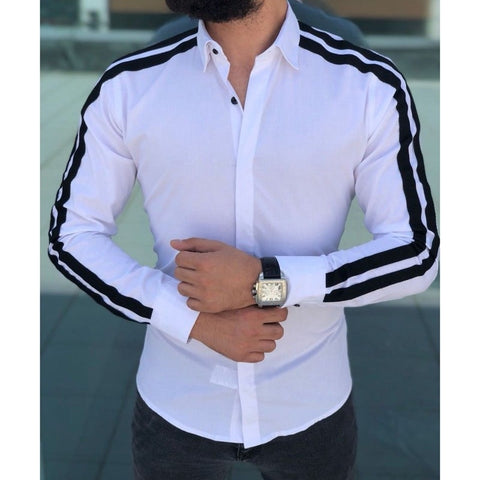 Image of Plain Men Formal Shirts Business Dress Wedding Long Sleeve Slim Fit Top Patchwork HOT