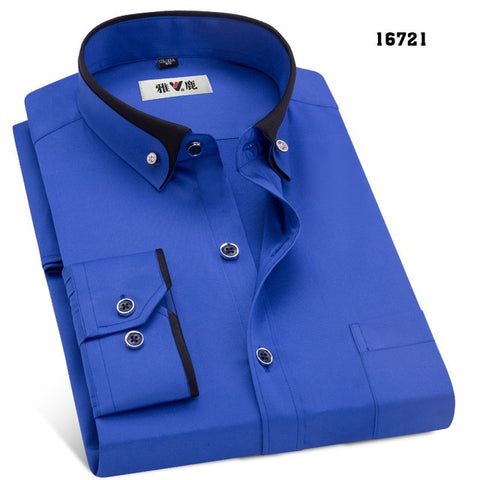 Image of MACROSEA Spring&Autumn Men's Business Dress Shirts Male Formal Button-Down Collar Shirt Fashion Style Men's Casual Dress Shirt
