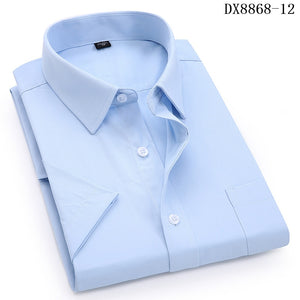 Men's Casual Dress Short Sleeved Shirt White Blue Pink Black Male Regular Fit Shirt For Men Social Shirts 4XL 5XL 6XL 7XL 8XL