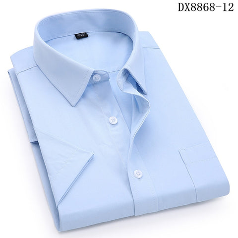Image of Men's Casual Dress Short Sleeved Shirt White Blue Pink Black Male Regular Fit Shirt For Men Social Shirts 4XL 5XL 6XL 7XL 8XL
