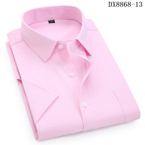 Image of Men's Casual Dress Short Sleeved Shirt White Blue Pink Black Male Regular Fit Shirt For Men Social Shirts 4XL 5XL 6XL 7XL 8XL