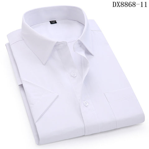 Image of Men's Casual Dress Short Sleeved Shirt White Blue Pink Black Male Regular Fit Shirt For Men Social Shirts 4XL 5XL 6XL 7XL 8XL