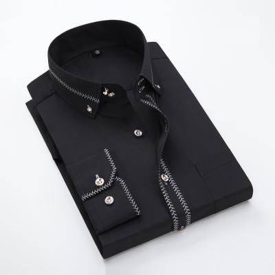 Image of 2017 Spring/Autumn Men's Slim Fit Long Sleeve Dress Shirt Europe Business Causal Border Shirt High Quality Wedding Grooms Shirts
