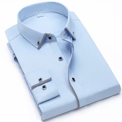Image of 2017 Spring/Autumn Men's Slim Fit Long Sleeve Dress Shirt Europe Business Causal Border Shirt High Quality Wedding Grooms Shirts