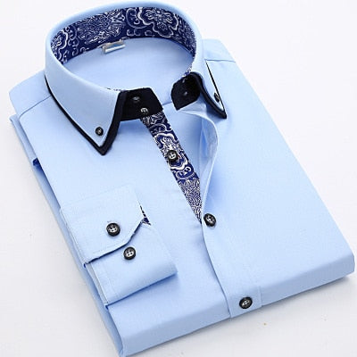 Image of 2017 Spring/Autumn Men's Slim Fit Long Sleeve Dress Shirt Europe Business Causal Border Shirt High Quality Wedding Grooms Shirts