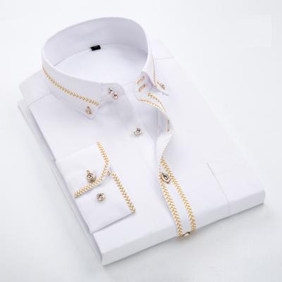 Image of 2017 Spring/Autumn Men's Slim Fit Long Sleeve Dress Shirt Europe Business Causal Border Shirt High Quality Wedding Grooms Shirts
