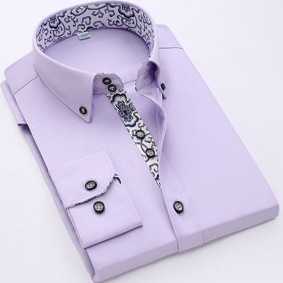 Image of 2017 Spring/Autumn Men's Slim Fit Long Sleeve Dress Shirt Europe Business Causal Border Shirt High Quality Wedding Grooms Shirts