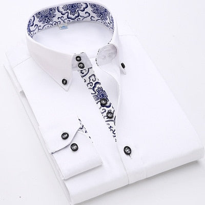 Image of 2017 Spring/Autumn Men's Slim Fit Long Sleeve Dress Shirt Europe Business Causal Border Shirt High Quality Wedding Grooms Shirts