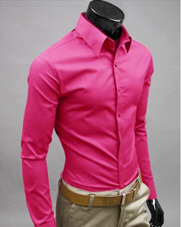 Image of 2019Men Shirt Long Sleeve Fashion Mens Casual Shirts Cotton Solid Color Business Slim Fit Social Camisas Masculina RD464