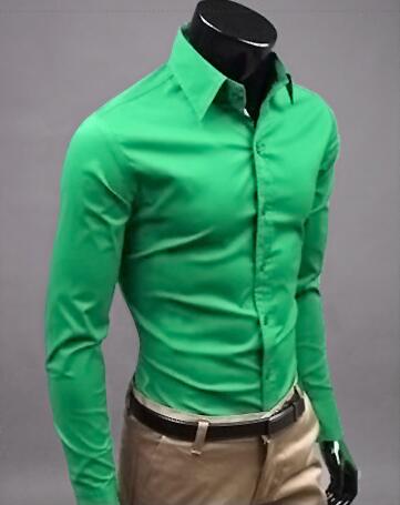 Image of 2019Men Shirt Long Sleeve Fashion Mens Casual Shirts Cotton Solid Color Business Slim Fit Social Camisas Masculina RD464