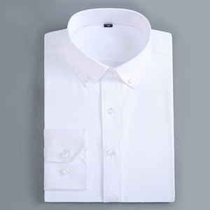 Men's Casual Long Sleeve Standard-fit Dress Shirts Formal Business Button Up Twill Simple Basic Design Work Office Tops Shirt