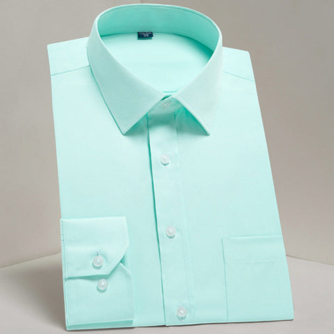 Image of Men's Casual Long Sleeve Standard-fit Dress Shirts Formal Business Button Up Twill Simple Basic Design Work Office Tops Shirt