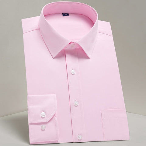 Image of Men's Casual Long Sleeve Standard-fit Dress Shirts Formal Business Button Up Twill Simple Basic Design Work Office Tops Shirt