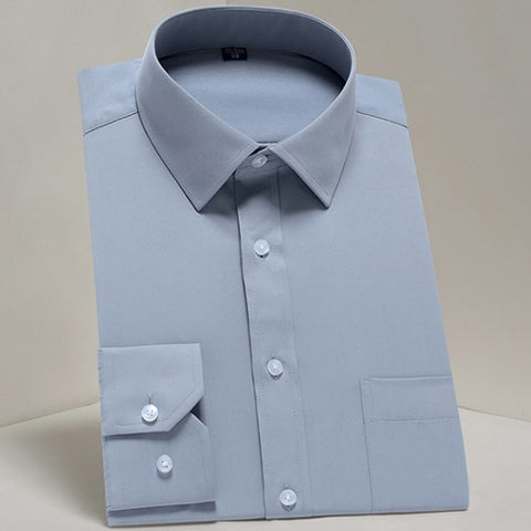 Image of Men's Casual Long Sleeve Standard-fit Dress Shirts Formal Business Button Up Twill Simple Basic Design Work Office Tops Shirt