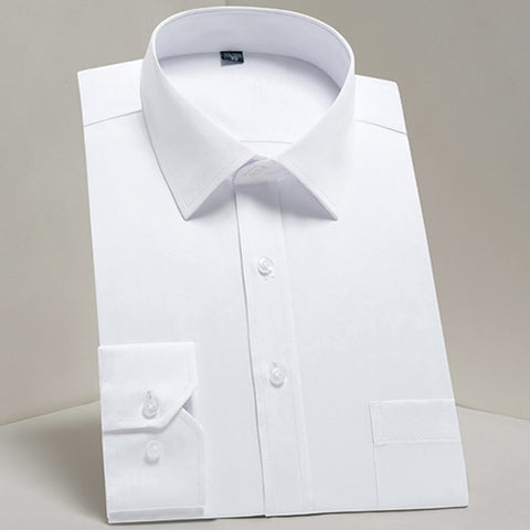 Image of Men's Casual Long Sleeve Standard-fit Dress Shirts Formal Business Button Up Twill Simple Basic Design Work Office Tops Shirt