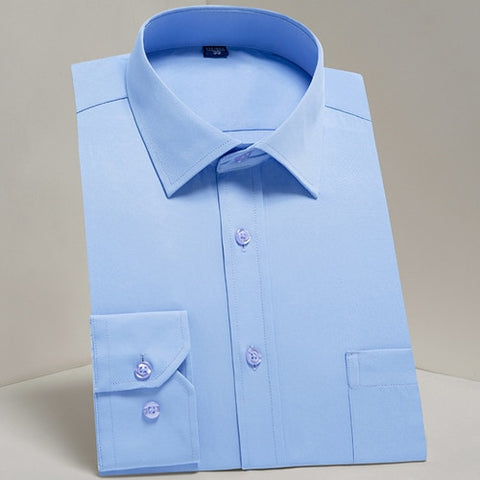 Image of Men's Casual Long Sleeve Standard-fit Dress Shirts Formal Business Button Up Twill Simple Basic Design Work Office Tops Shirt
