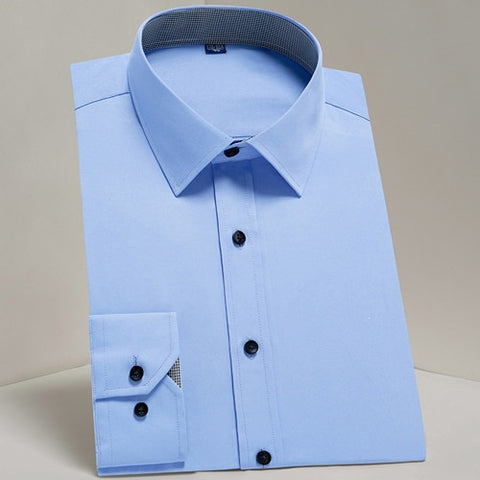 Image of Men's Casual Long Sleeve Standard-fit Dress Shirts Formal Business Button Up Twill Simple Basic Design Work Office Tops Shirt