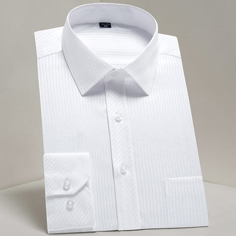 Image of Men's Casual Long Sleeve Standard-fit Dress Shirts Formal Business Button Up Twill Simple Basic Design Work Office Tops Shirt