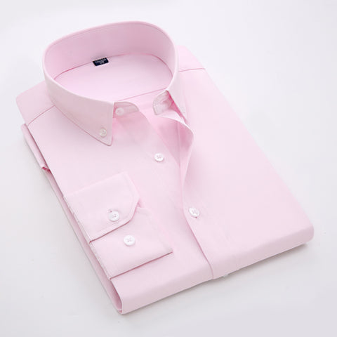 Image of Men's Casual Long Sleeve Standard-fit Dress Shirts Formal Business Button Up Twill Simple Basic Design Work Office Tops Shirt