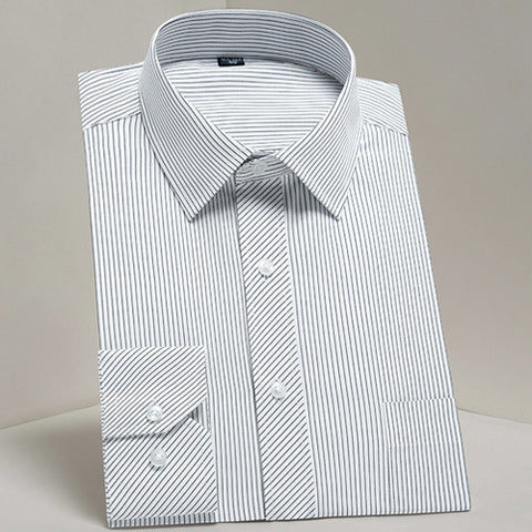 Image of Men's Casual Long Sleeve Standard-fit Dress Shirts Formal Business Button Up Twill Simple Basic Design Work Office Tops Shirt