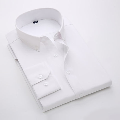 Image of Men's Casual Long Sleeve Standard-fit Dress Shirts Formal Business Button Up Twill Simple Basic Design Work Office Tops Shirt