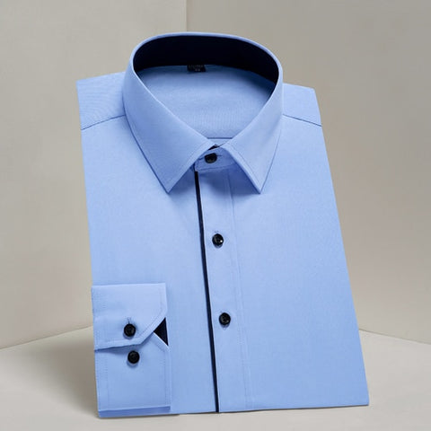 Image of Men's Casual Long Sleeve Standard-fit Dress Shirts Formal Business Button Up Twill Simple Basic Design Work Office Tops Shirt