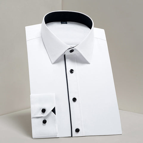 Image of Men's Casual Long Sleeve Standard-fit Dress Shirts Formal Business Button Up Twill Simple Basic Design Work Office Tops Shirt