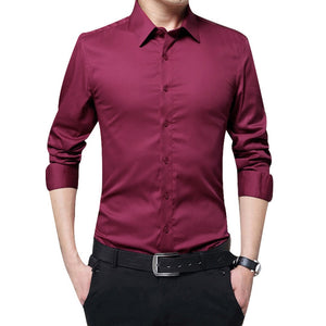 Brand 2019 New Men Business Shirts Long Sleeve Shirts Slim Fit Solid Formal Luxury Design casual Shirts Male Stylish Dress Tops