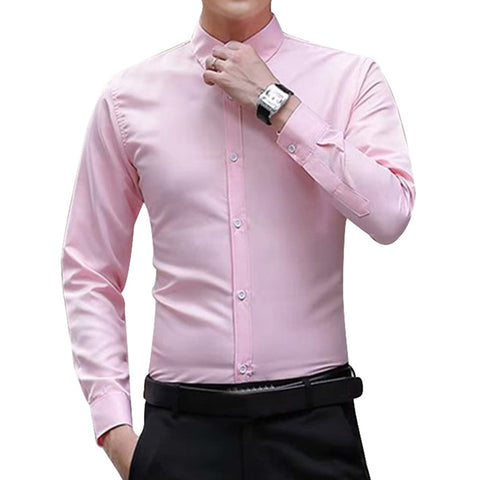 Image of Brand 2019 New Men Business Shirts Long Sleeve Shirts Slim Fit Solid Formal Luxury Design casual Shirts Male Stylish Dress Tops