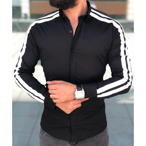 Image of Plain Men Formal Shirts Business Dress Wedding Long Sleeve Slim Fit Top Patchwork HOT