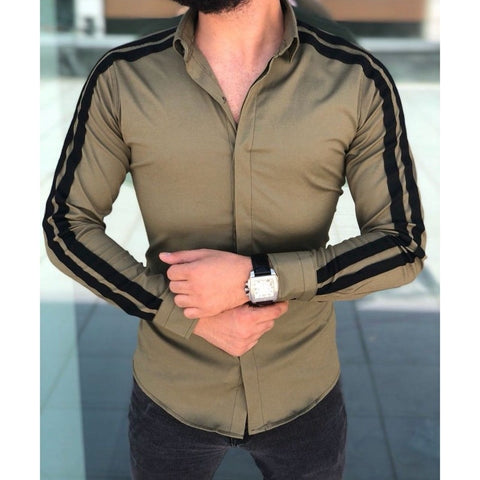 Image of Plain Men Formal Shirts Business Dress Wedding Long Sleeve Slim Fit Top Patchwork HOT