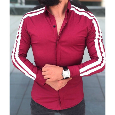 Image of Plain Men Formal Shirts Business Dress Wedding Long Sleeve Slim Fit Top Patchwork HOT