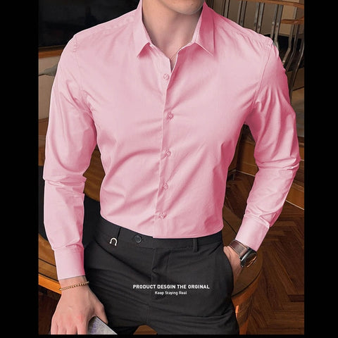Image of 2019 neue Mode Baumwolle Langarm Hemd Solide Slim Fit Männlichen Sozialen Casual Business Weiß Schwarz Kleid Hemd 5XL 6XL 7XL 8XL